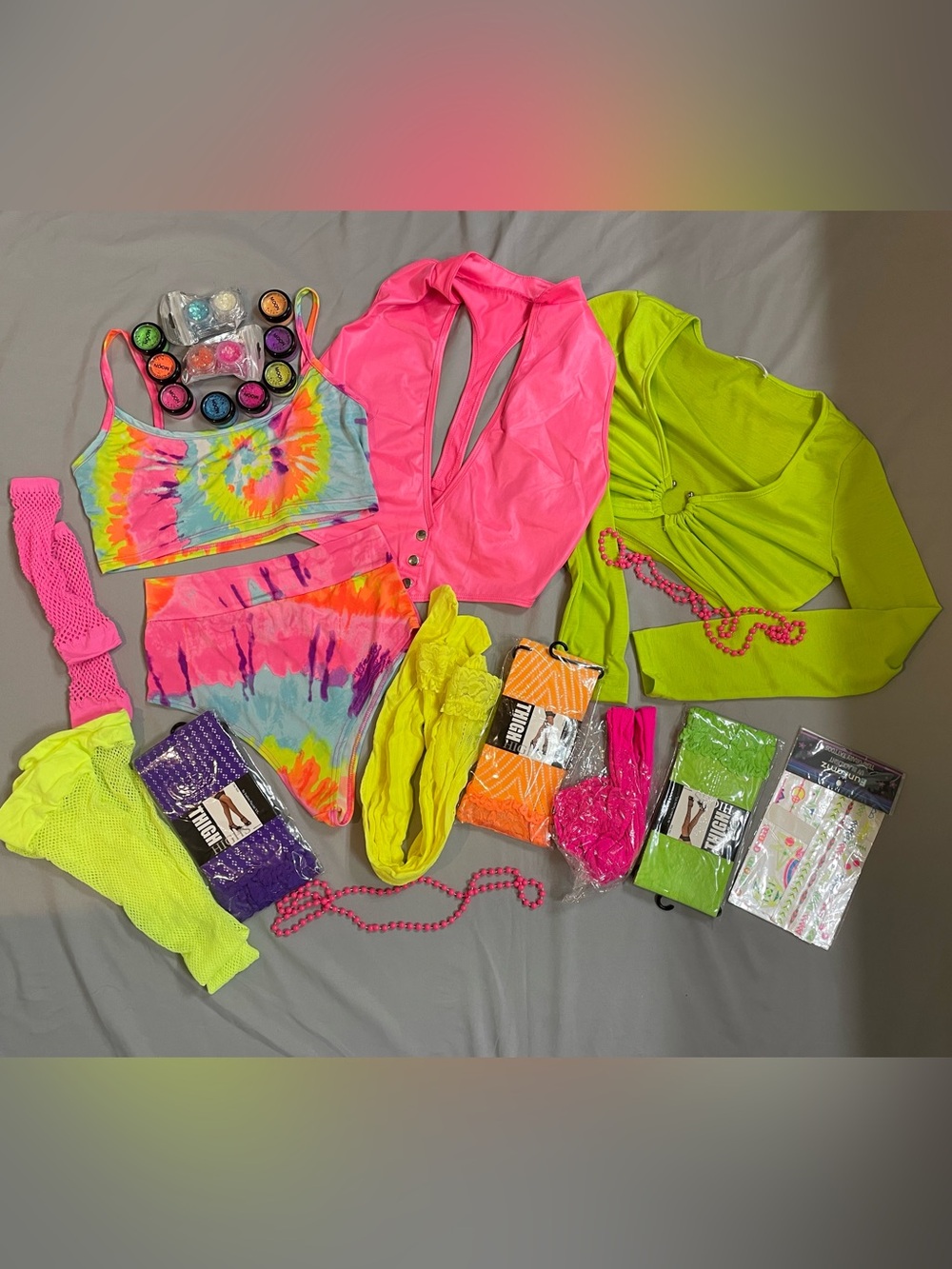 Rave Festival Outfits + LED Glow Party Bundle – Multicolor Light-Up Accessories